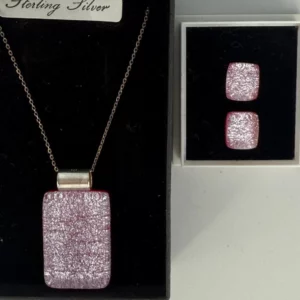 Fused Dichroic Glass necklace Pendant With Earring
