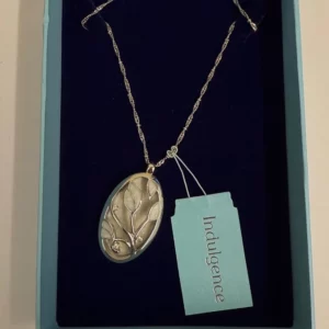 Indulgence SP Oval Flower Pendant with SP Twisted Necklace