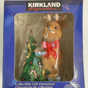 NEW IN PACKAGE KIRKLAND DEER WITH TREE CHRISTMAS ORNAMENT