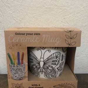 Ceramic Mug With 4 Dual Tipped Pens