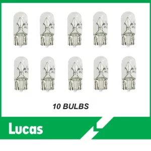 10 X LUCAS LLB501 501 Capless Sidelight Bulbs Interior Number Plate Side Light