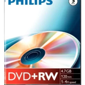 Philips DW4S4T05F/10 DVD+RW Blank Discs (5 Pack)