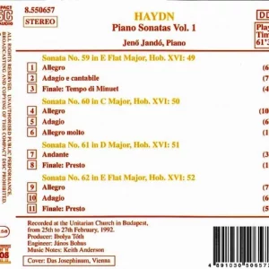 Piano Sonatas, Vol. 1 (Nos. 59 - 62)