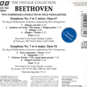 Symphony No. 5 In C Minor, Opus 67 Symphony No. 7 In A Major, Opus 92
