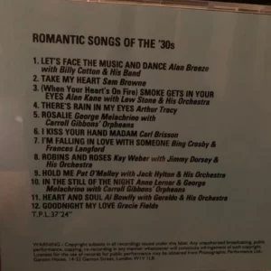 Romantic Songs Of The 30s