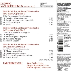 Trios for Violin, Viola and Violoncello, Op. 9, 1-3