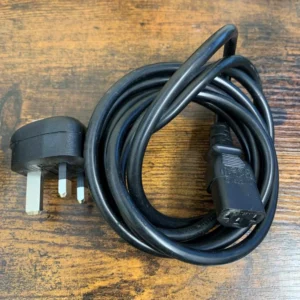 mains power cable featuring a 3-pin plug (BS 1363) and a female C13 connector