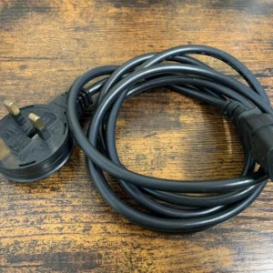 mains power cable featuring a 3-pin plug (BS 1363) and a female C13 connector