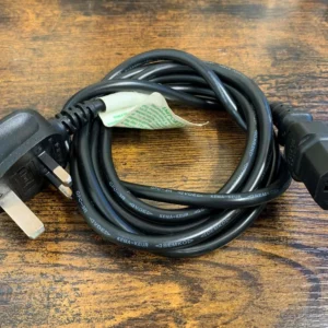 mains power cable featuring a 3-pin plug (BS 1363) and a female C13 connector