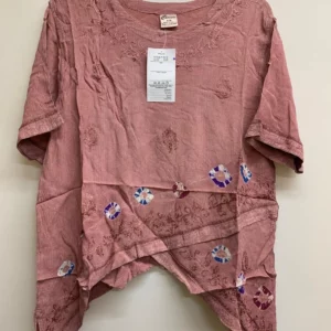 Classic S/M Pink Embroidered Top
