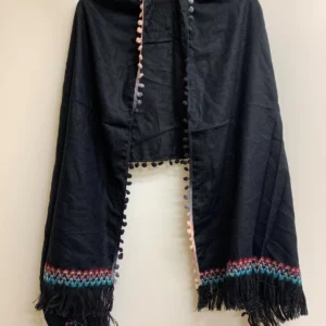 Black Shawl with Pom Poms