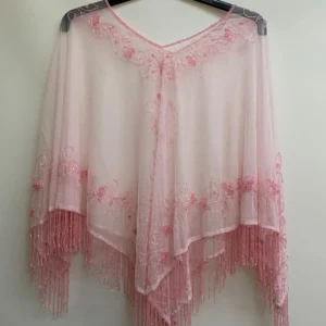 Pink Embroidered Poncho