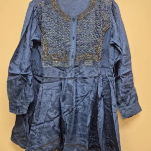 Blue Embroidered Tunic Top
