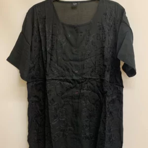 Black Viscose Cotton Embroidered Top L