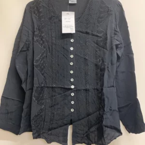 Classic Black Frill Button Top