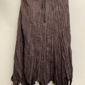 Brown Pleated Long Skirt