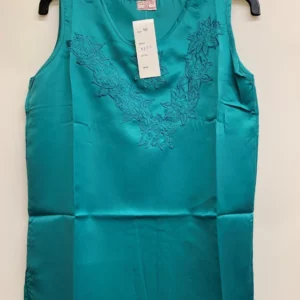 Embroidered Satin Tank Top
