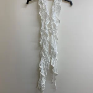 White Ruffled Lace Scarf