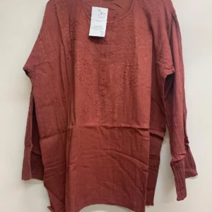 Classic Free Size Red Embroidered Top