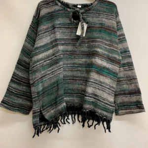 Wool Poncho Striped Green
