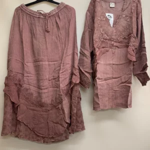 Dusty Pink Tunic Top and Skirt