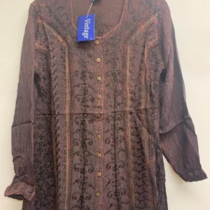 Vintage Brown Embroidered Top S/M