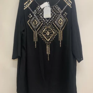 Joanna Hope Black Tunic with Bead Detail