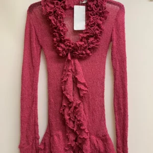BALI BAIK Pink Ruffled Cardigan