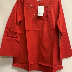 Embroidered Red Tunic Top