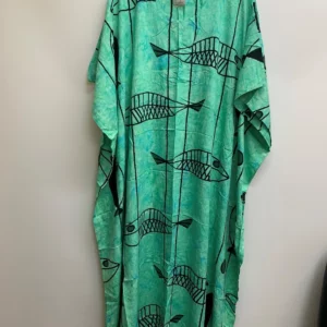 Mint Black Fish Print Kaftan