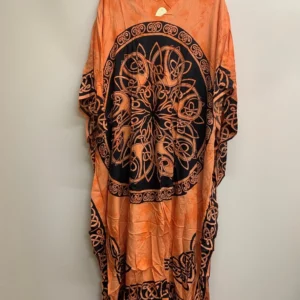 Orange Black Patterned Kaftan