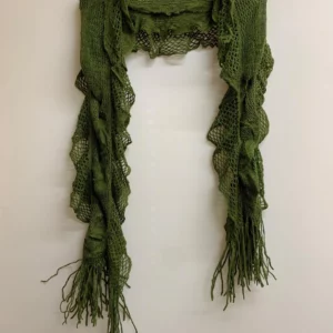 Fringe Knitted Green Scarf