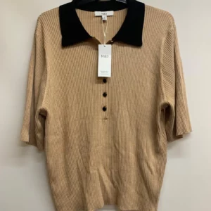 M&S Ribbed Knit Top with Black Collar