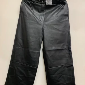 Black Leather Wide Leg Pants
