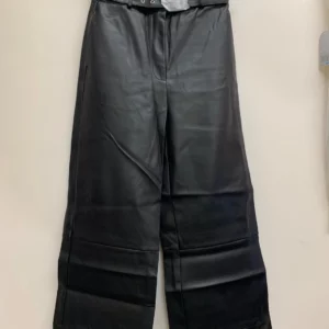 Black Faux Leather Wide Leg Pants