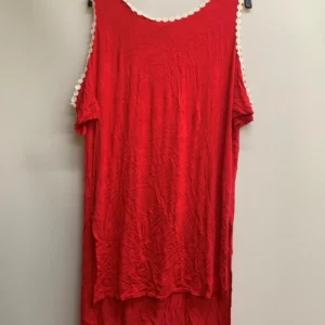 Sophia Red Tunic Top with Floral Trim