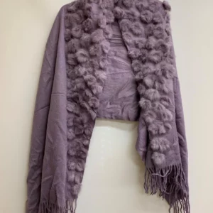 Faux Fur Trim Lavender Scarf