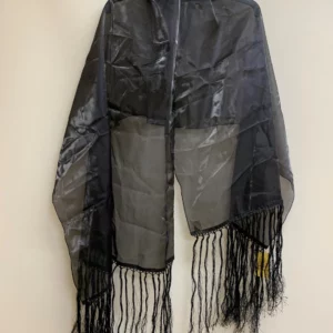Black Silk Shawl with Fringe