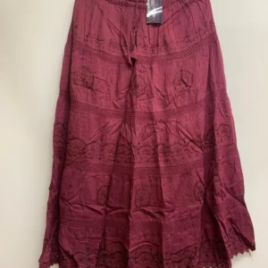 Boho Embroidered Skirt Free Size Burgundy