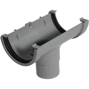Grey Half round Running Gutter outlet, (L)150mm (Dia)76mm