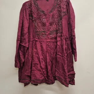 Embroidered Maroon Tunic Blouse