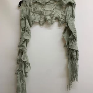 Fringed Knit Scarf Green
