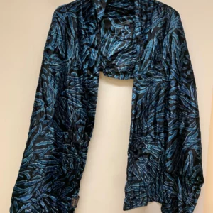 Blue Patterned Wrap Shawl Scarf