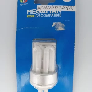 Megaman 9W = 45w 3000k G9 lamp 4u109i 37mm x 75mm compact fluorescent.