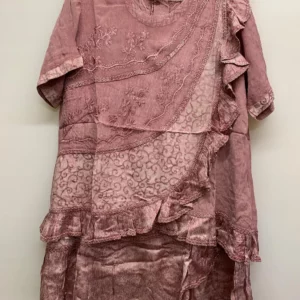 Embroidered Top and Skirt Set Pink