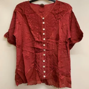 Classic Embroidered Button-Down Top