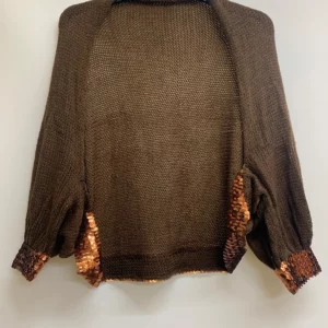 Brown Sequin Trim Cardigan