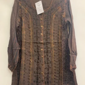 Vintage Brown Button-Up Top