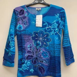 Classic Blue Floral Long Sleeve Top