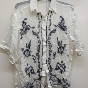 Viscose Embroidered White Shirt XL